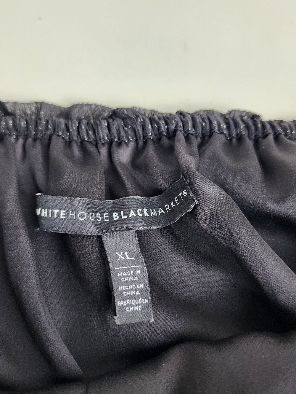 White House Black Market Blouse Metallic Silver Ruffled Peasant Off Shoulder XL - Picture 2 of 13